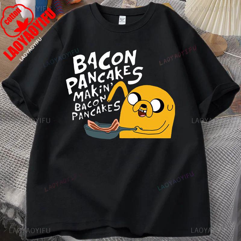Fashion Hot Sale Kawaii Clothing Adventure Time Anime T Shirt for Men Jake and Finn Bacon Pancake Girl Boy Casual Cotton Tops