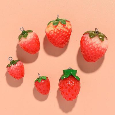 Handmade Strawberry Resin Keychain Charm