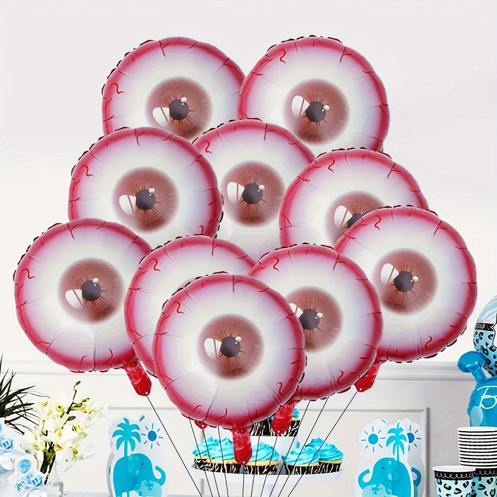 10Pcs Halloween Red Eyes Aluminum Film Balloon Horror Party Decoration Scary and Horror Atmosphere Decoration Supplies