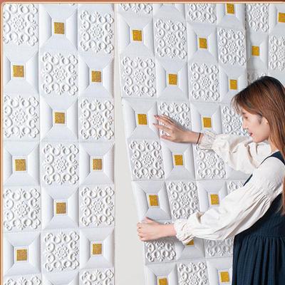 10Pcs 35x35cm 3D Wall Sticker Ceiling Panel Roof Decoration Self Adhesive Foam Wallpaper