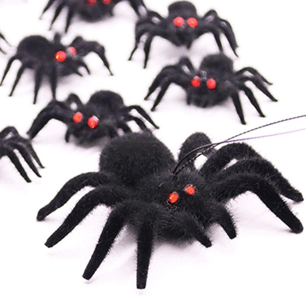 Realistic Flocking Black Spider 3D Artificial Spider Halloween Plush Spider  Party Prop