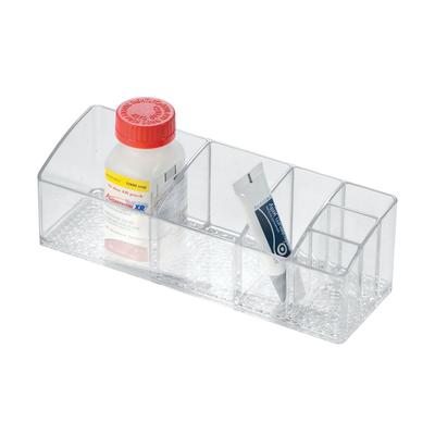 Medicine Cabinet Organizer with 6 Compartments Clear Storage Makeup Essentials Bathroom Vanity Countertop Durable Plastic