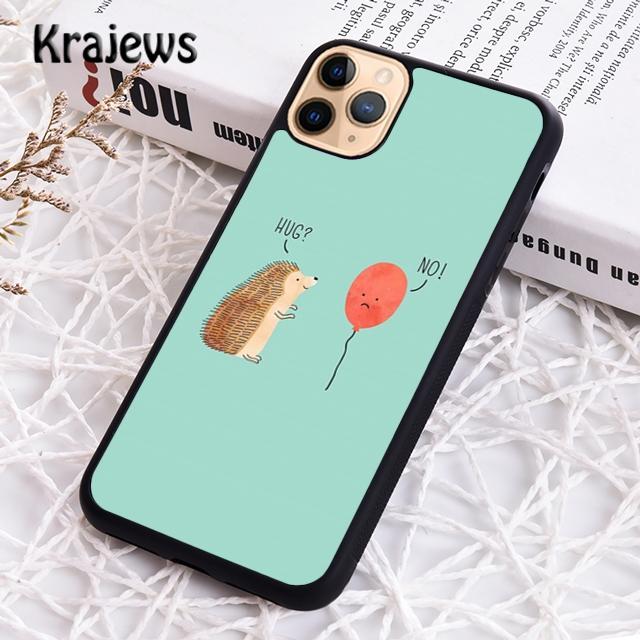 Krajews Hedgehog and Balloon Phone Case Cover For iPhone 17 Air 16 15 14 plus 11 12 13 pro max coque Shell Fundas