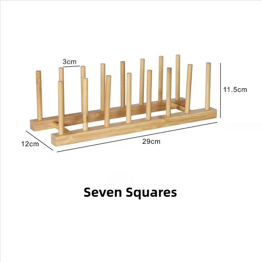 Kitchen Multi-Functional Plate Storage Rack Holder Household Kitchen Bamboo Wood Display Display Rack Dish Plate Draining Rack