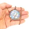 Synthetic Abalone Shell Tree Of Life Disc Pendant Necklace Fortune Tree Silk Round Necklace N616