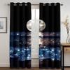 Green Aurora Curtains Night Stars Moon Curtains Living Room Bedroom Home Decor Curtains 2 Panels