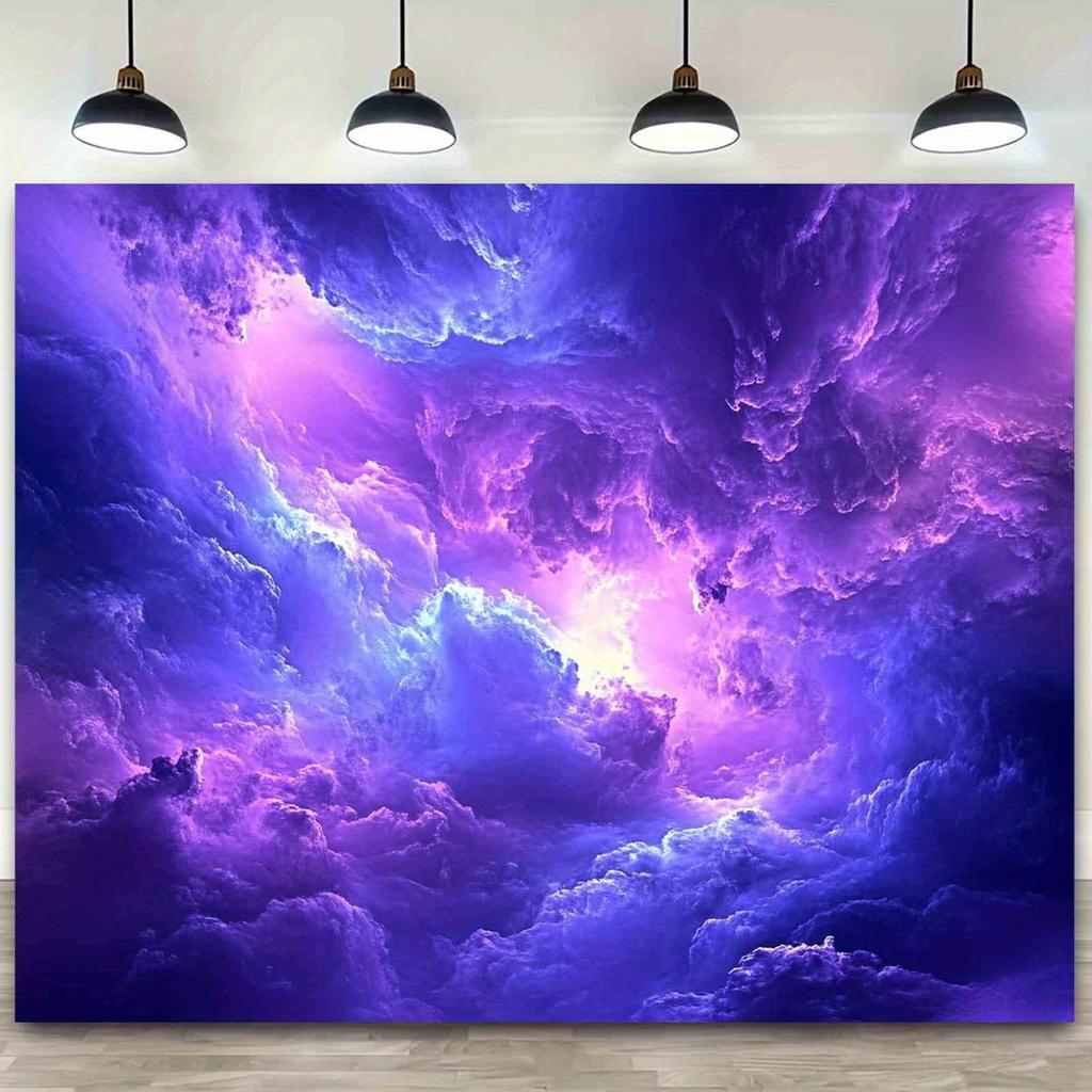 1pc Purple Blue Storm Clouds Sky Fantasy Landscape Tapestry Dreamy Bedroom Decor Abstract Weather Wall Art Background Print