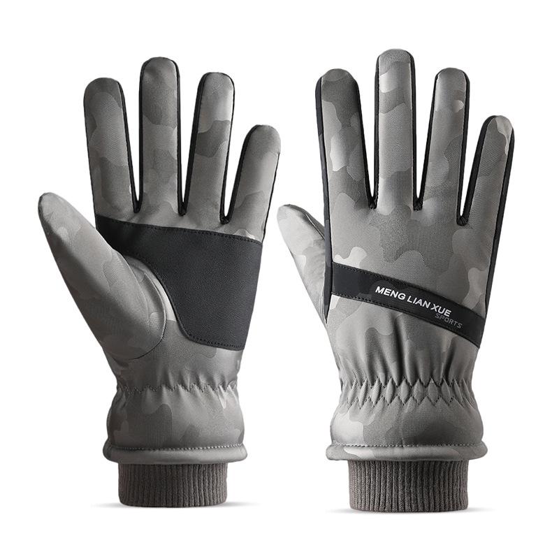 Men s Winter Touchscreen Cotton Gloves: Thick, Velvet-Lined, Windproof for Cycling & Motorcycling. One Size серебряный