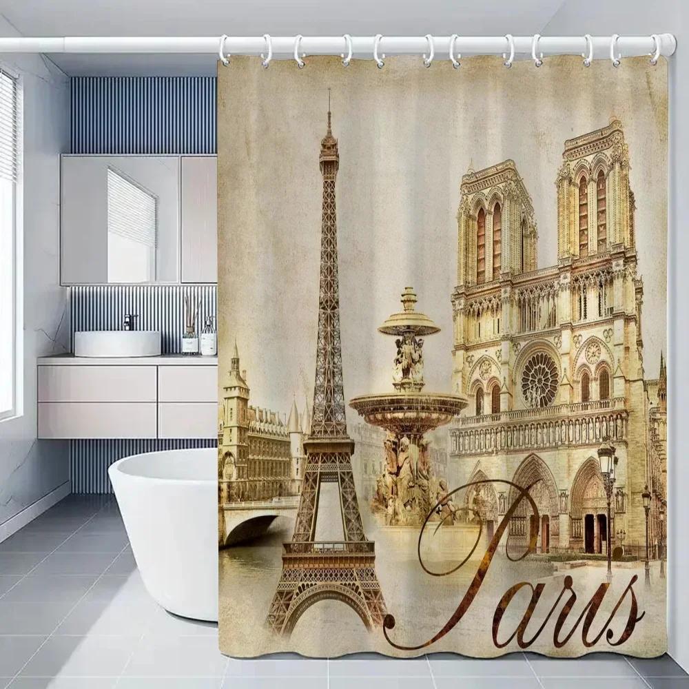 

Лондон Париж Живописные Печатные Шторы для Спален Ванной Комнаты Шторка для Душа Складная Перегородка Аксессуары Вещи для Ванны Набор Дом 90x180cm-35x70in