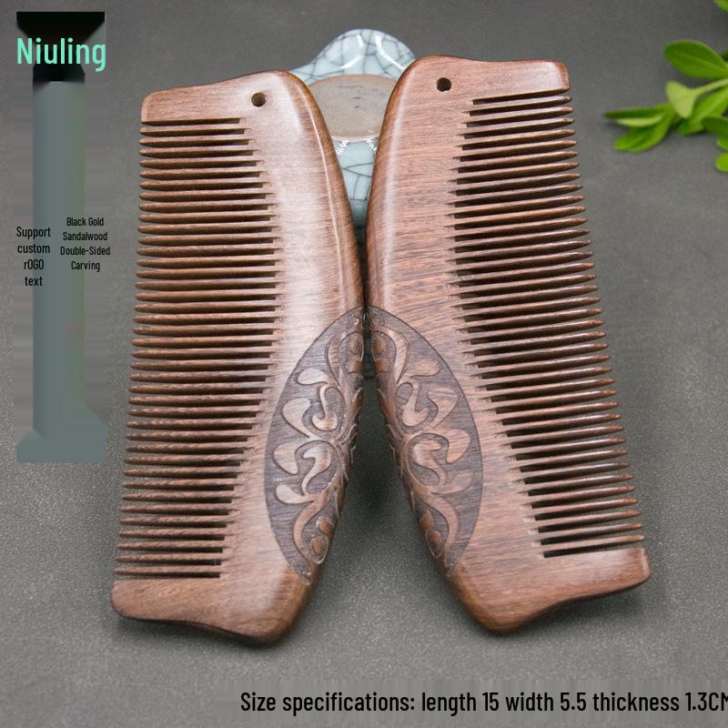 

Golden and Green Sandalwood Double-Sided Carved Massage Comb