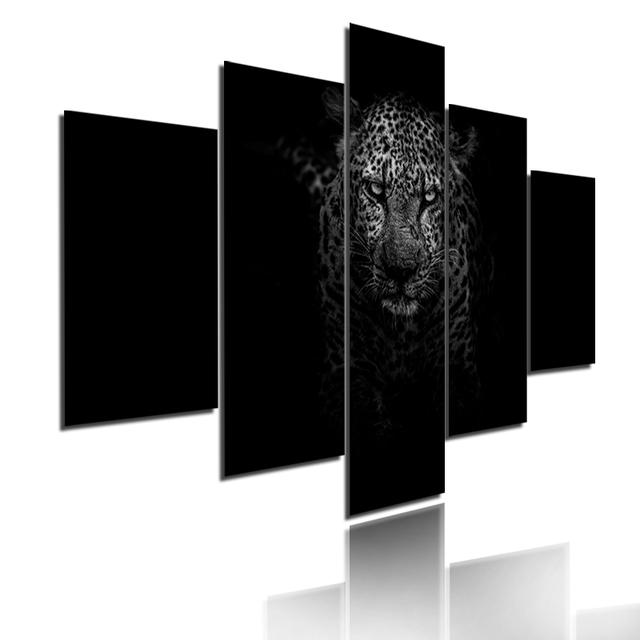Minimalist Animals Poster Lion Leopard Orangutan And Elephant Canvas Painting 5 Pieces Modular Picture Print Wall Art Home Decor