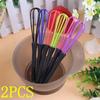 2Pcs Whisk Mini Egg Rotary Mixer Plastic Beaters Balloon Flat Steel Wire Bowl Scraper Cream Barber Shop Stirring (color Random)