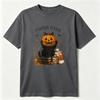 Halloween Black Cat Graphic Shirt Spooky Pumpkin Cat Tee Cute Halloween Cotton T-Shirt Fall Graphic Shirt Funny Halloween Gift