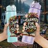 1PC Thankful For Books Art 750ml Color Plastic Sports Water Bottle Leakproof Flip Straw Lid Suitable for Sports Office Home Use