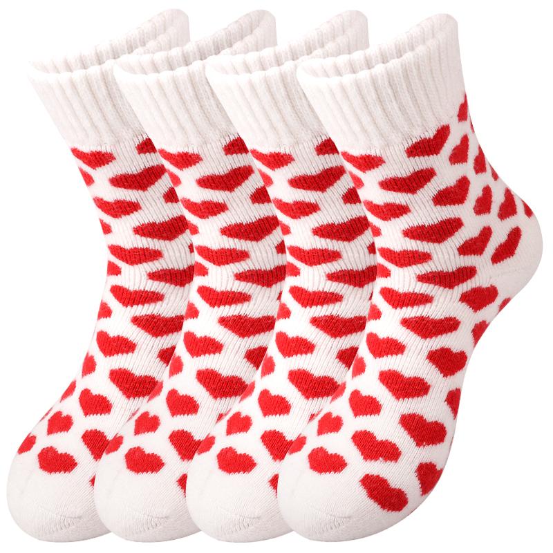 

4 Pairs Cute Women s Wool Thick Crew Socks Winter Animal Cat Bear Heart Mid Calf Sock Plush Terry Knit Thermal Socks Home Floor One Size