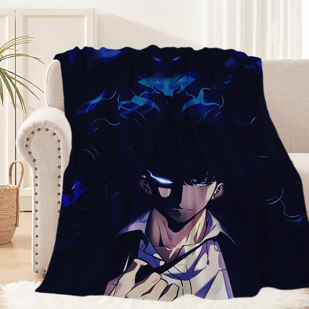 Anime Sung Jinwoo Blanket Plush Nap Sofa Rug for Living S-Solo L-Leveling Room Office Bedroom Birthday Home Travel Kid Gifts