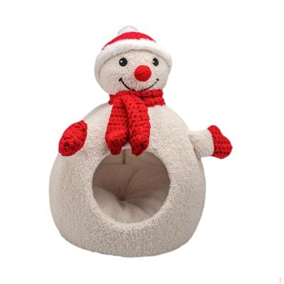 Casa para Gatos de Navidad Escondite Cueva de Muñeco de Nieve Cama para Pomerania Mascota Pequeña
