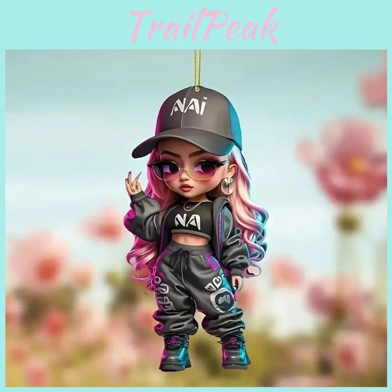 Car Mirror Hanging Acrylic Decorative Girl Series Cartoon Style For Vehicle Interior Decor