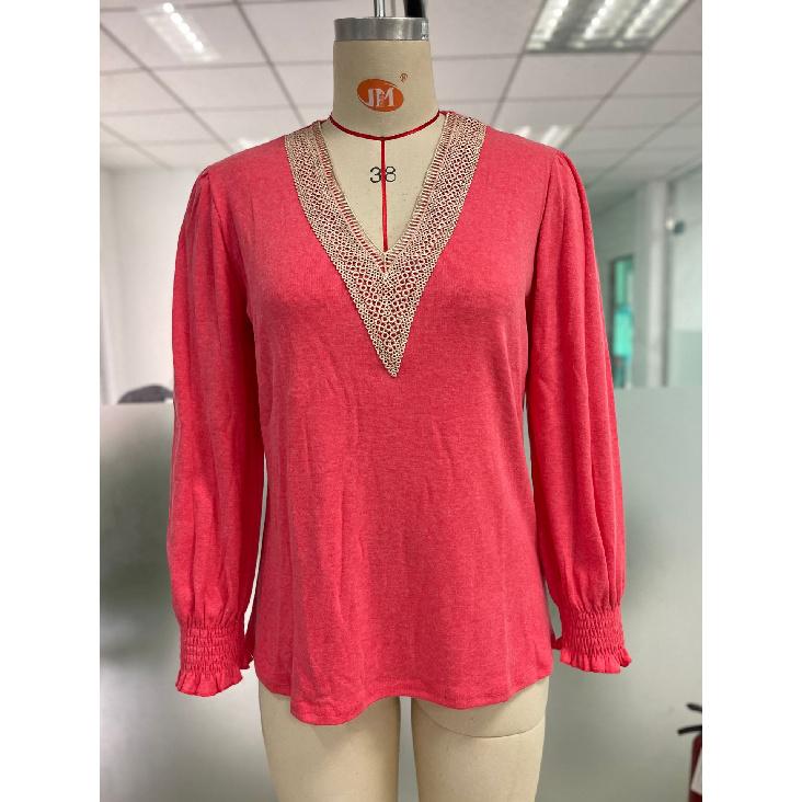 2024 Европейская и Американская Новая Однотонная Футболка С V-образным Вырезом Золотая — фото 8