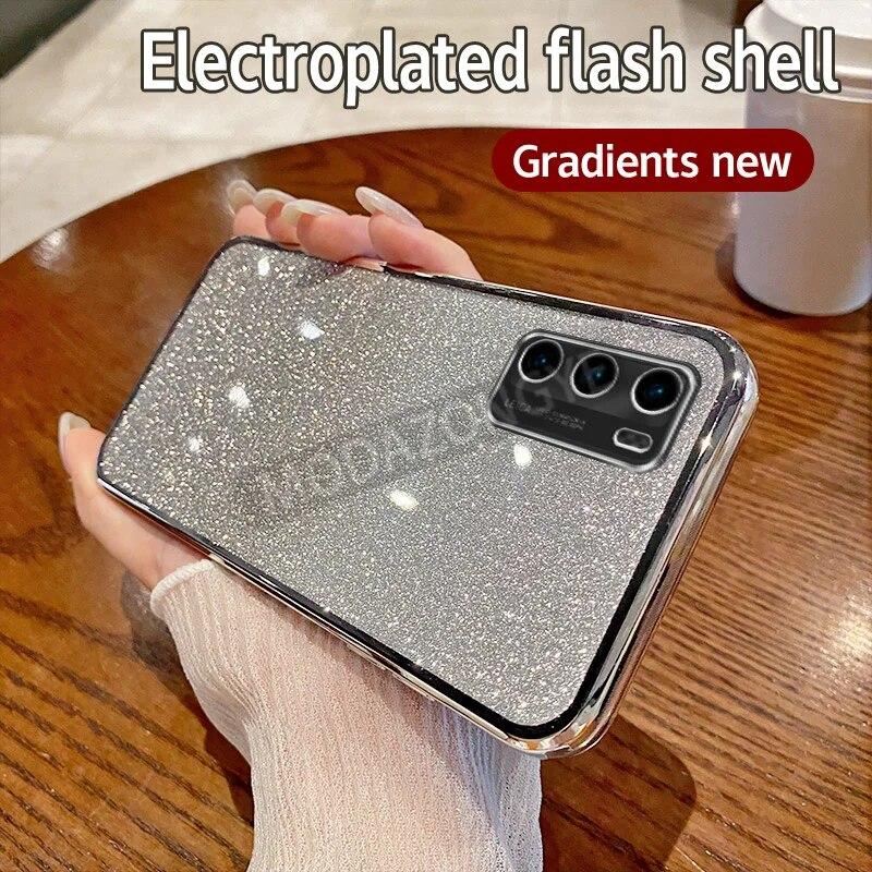 For Huawei P40 Case Electroplating Soft Glitter TPU Cell Phone Back Cover HuaweiP40 Phone Casing For Girl Woman