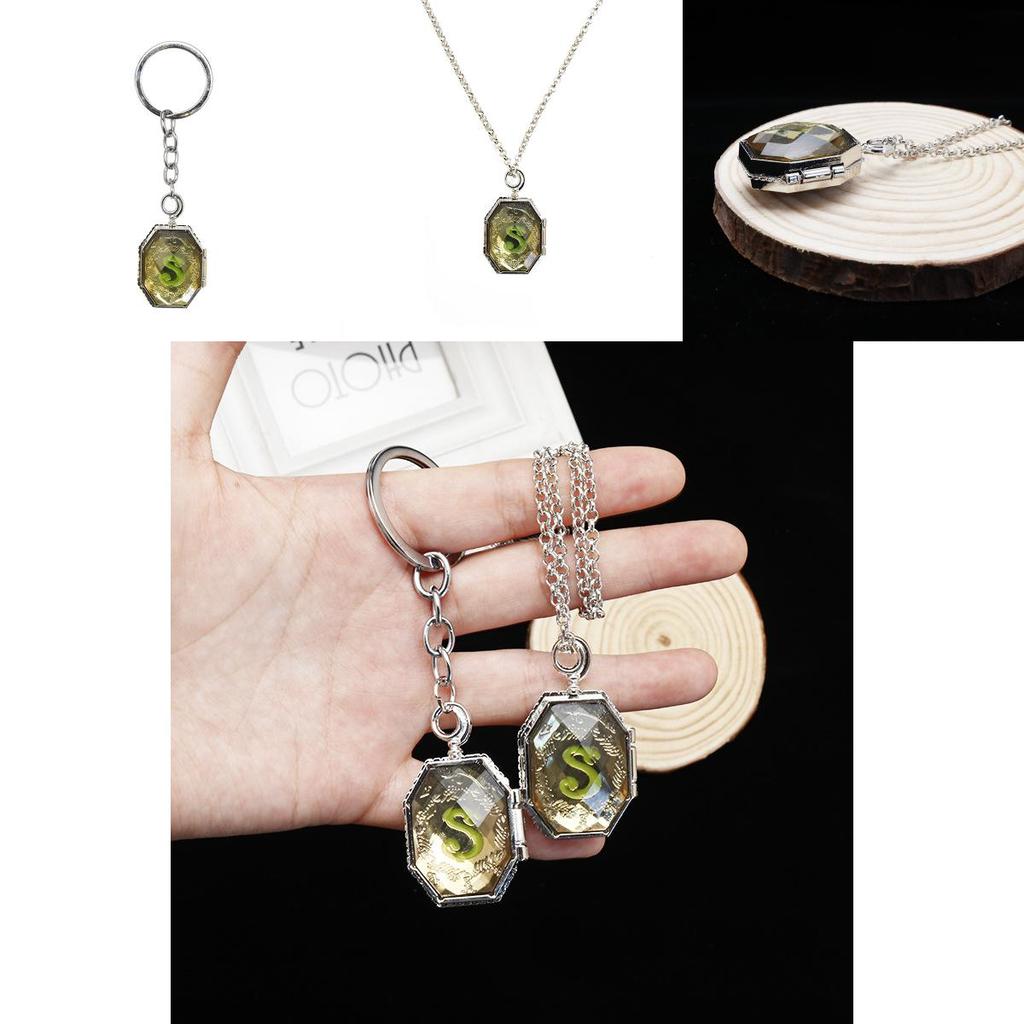 Harry Potter Slytherin Pendant Necklace With Box Keychain For Harry Potter Fans