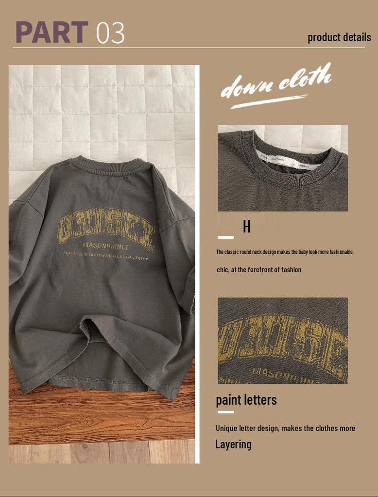 Boys' Trendy Round Neck Short-Sleeve T-Shirt - Summer 2025 Style for Small to Medium Kids