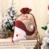 Large Christmas Gift Bag Plaid Applique Drawstring Pocket Creative Christmas Handbag  Home