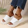 fashion Rimocy Black PU Leather Platform Slippers Women Plus Size 43 Thick Soled Sandals Woman 2024 Summer Non-slip Slides Shoes Female