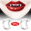2025 New 10Pcs Halloween Party Prank Toys Simulation Rotten Teeth Vampire Denture Masquerade Cosplay Fake Teeth Trick Props