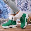 Women's EU Size Faux Suede Zip-Up Snow Boots - Autumn/Winter 2025 New Style, Fleece-Lined, Platform Thick-Soled, Wedge Heel, Short-Calf