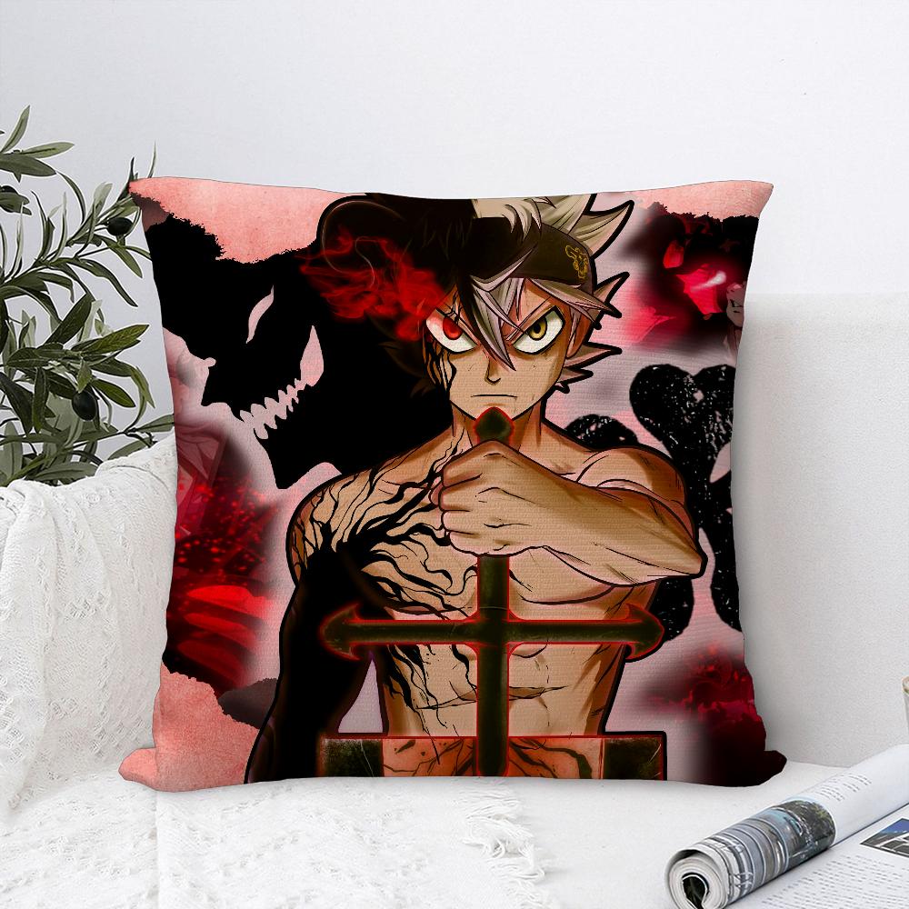 Cartoon Black C-Clover Pillow Case Sofa Decorative Home Double-sided Print Plush Square Throw Pillow Covers Cushion Decor Cover