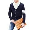 B new cardigan wish men's four-bar knitted sweater plus size sweater men's