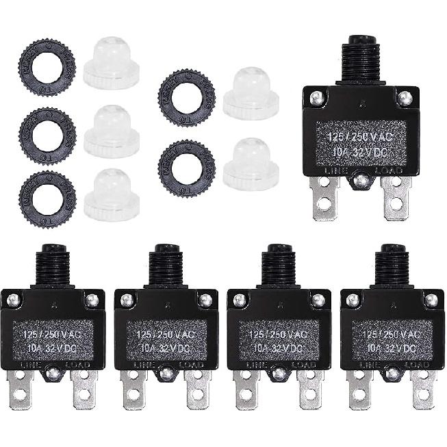 5PCS 5,10,15,20,30Amp Circuit Breakers With Manual Reset 32VDC,AC125-250V With Quick Connect Terminals