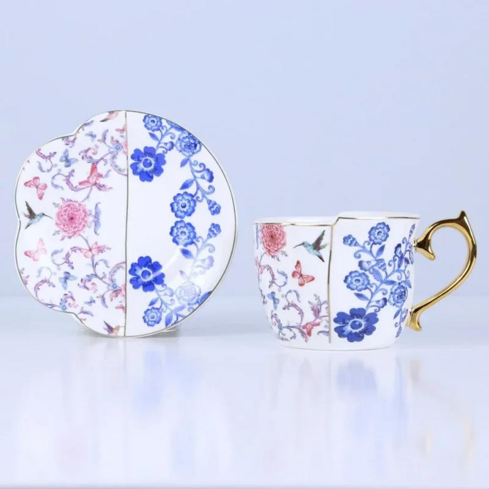 Luksusowy ceramiczny kubek ze spodkiem, europejski retro popołudniowy zestaw filiżanek do kawy i spodków, zestaw filiżanek dla par, kreatywne naczynia do picia