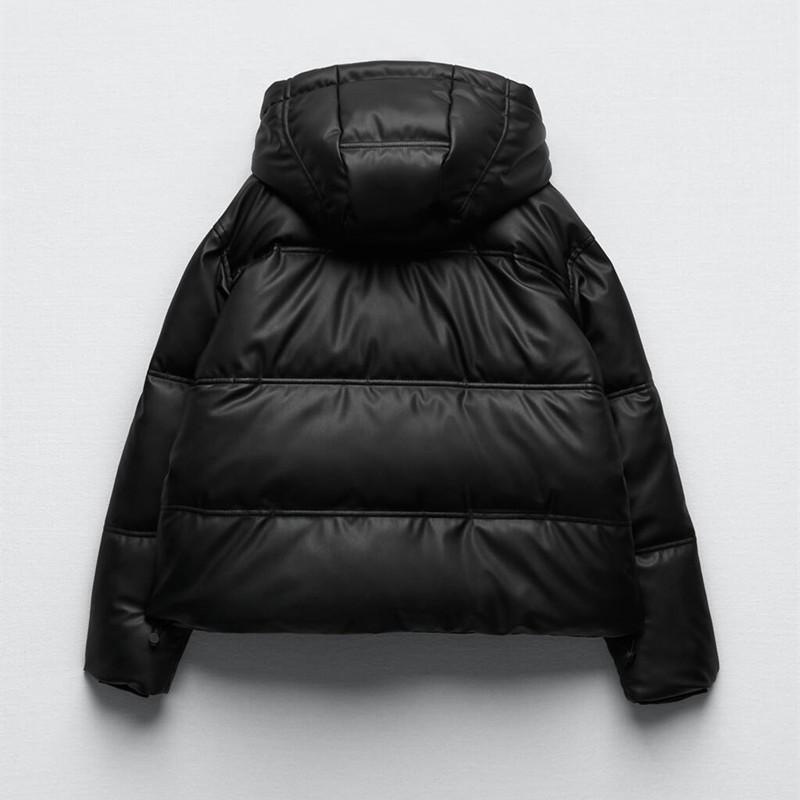 Women's Winter Padded Thickened Short Solid Colour Down Jacket Casual Zip Hooded Section Warm Outerwear