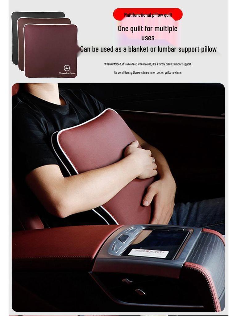 Genuine Leather Ultra-Soft Headrest and Neck/Lumbar Support for Mercedes-Benz A, C, E, S, GLA/GLC/GLE Class.