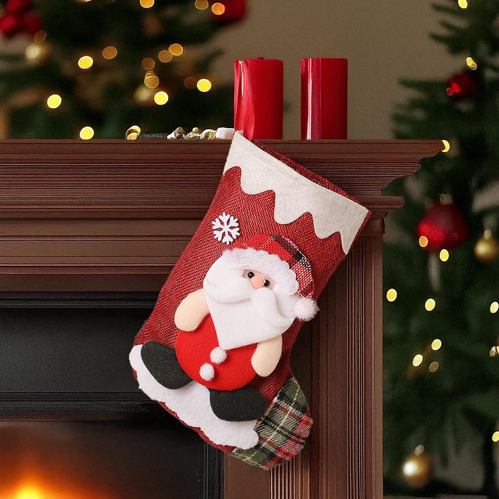 Large Christmas Stocking for Fireplace For Hanging with Santa Design Spacious Fabric Stocking for Holiday Decor