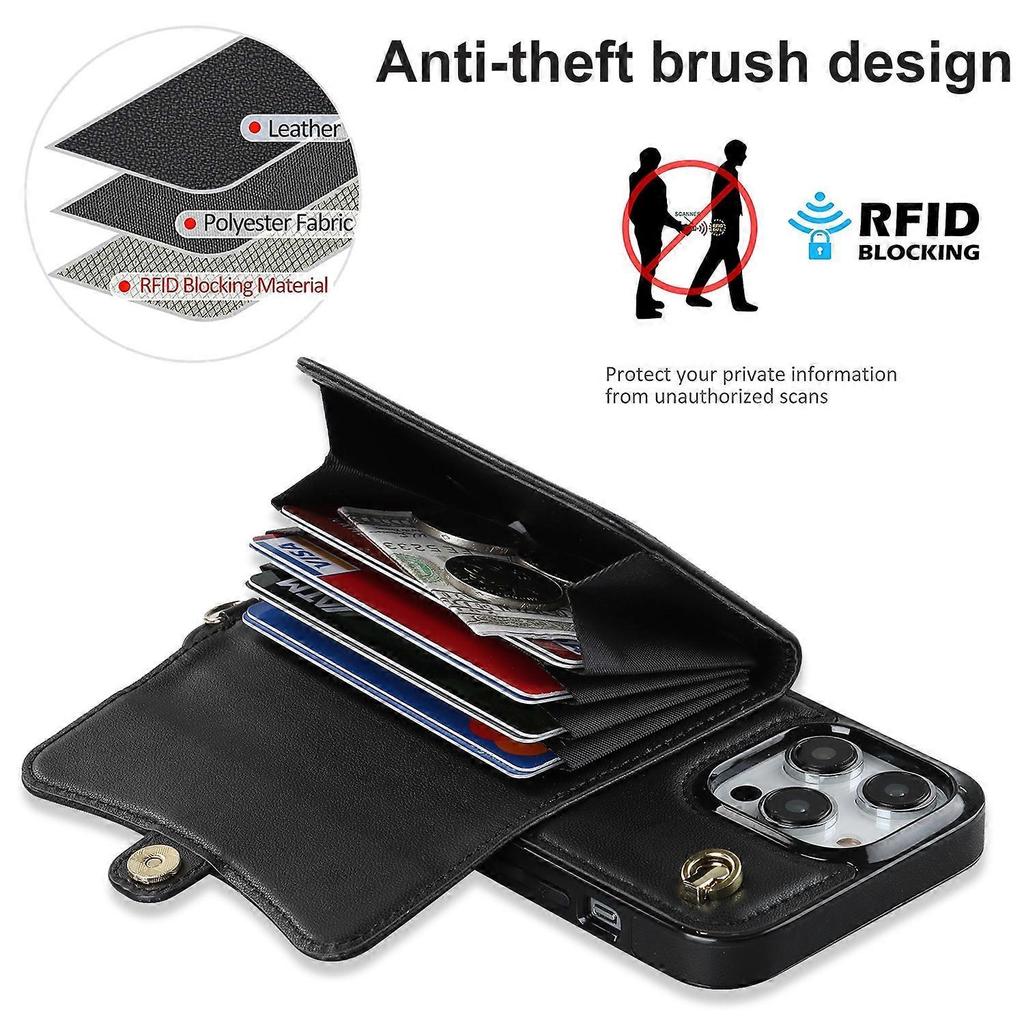 For iPhone 13 Pro RFID Card Slot Phone Case with Long Lanyard