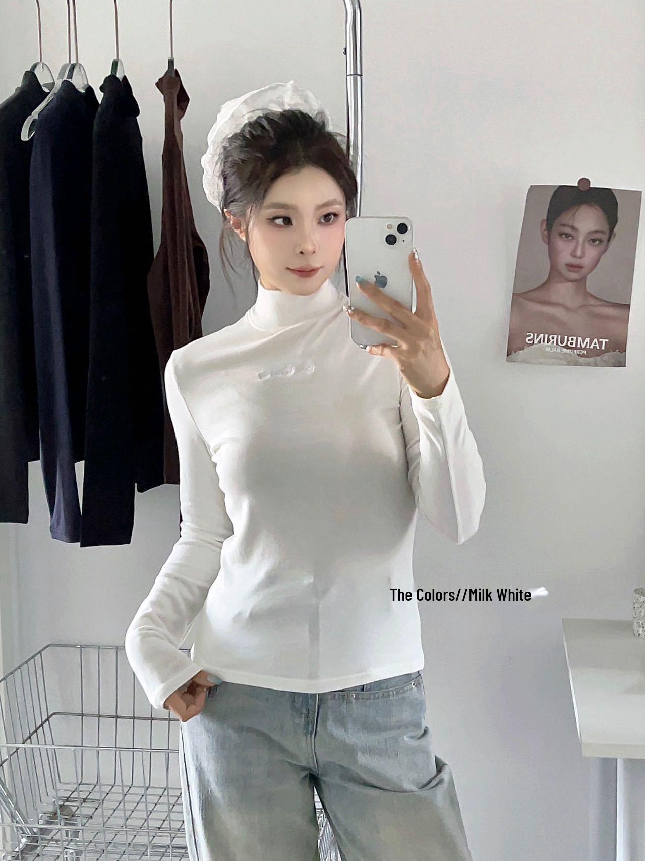 

Autumn/Winter 2025 High-Elastic Embroidered Chinese Collar Long Sleeve Top L (110-140 lbs)