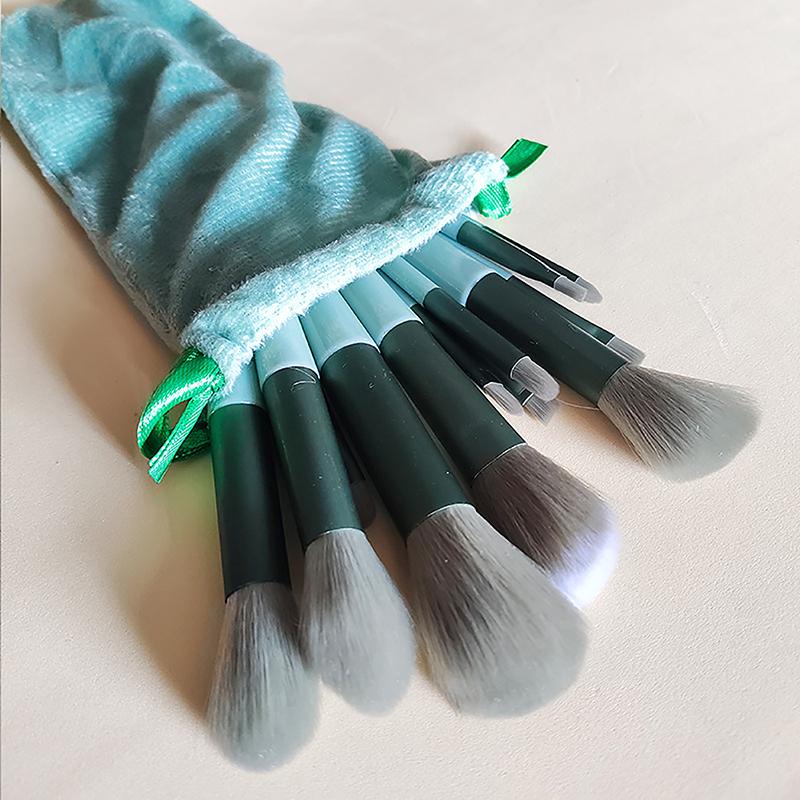 

13 шт., набор кистей для макияжа, основа для теней, женская косметическая кисть, тени для век, румяна, растушевка, красота, мягкий инструмент для макияжа зелёный