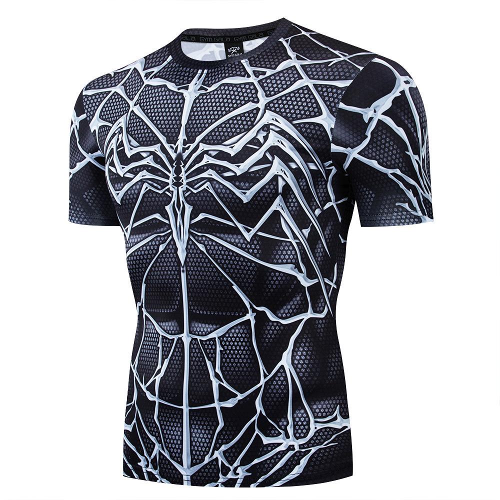 T-shirt de Compression Imprimé Spider-Man 3D Homme Marvel Manches Longues Séchage Rapide Hauts de Sport 2022