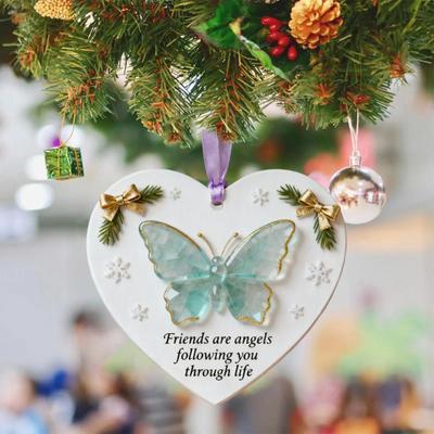 Friendship Sea Glass Butterfly Ornament Friends Are Angels Christmas Tree Ornament