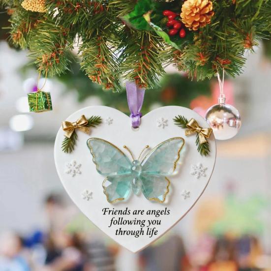 Friendship Sea Glass Butterfly Ornament Friends Are Angels Christmas Tree Ornament Handmade Sea Glass Art Friendship Keepsake for Best Friends