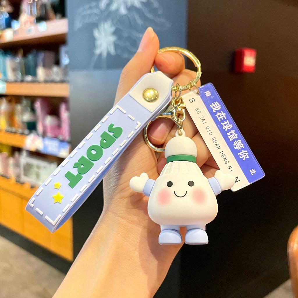 Original Badminton Figurine Keychain Fashionable Fun Cartoon Tennis Pendant Small Gift Football-related Souvenir