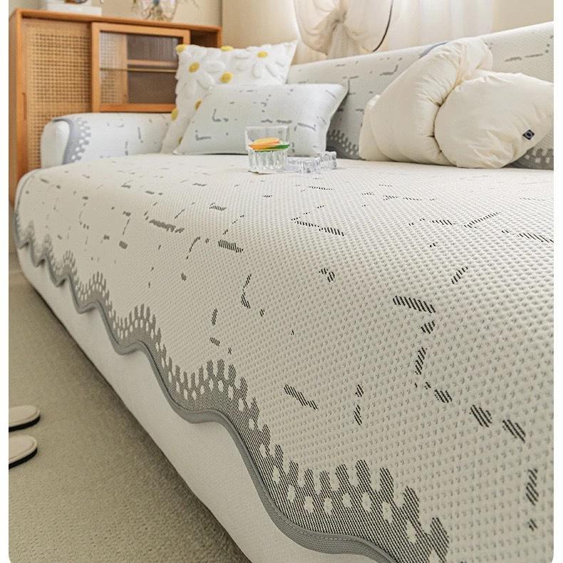 New High-End Summer Sofa Cushion Fixed Non-Slip Mat Leather Sofa Seat Cushion Summer Ice Silk Cover
