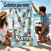 Custom Name Personalized Crayon Shin Print Beach Towel, for Trip Camping Beach Party Home Decor, Birthday Gift for Family & Friends