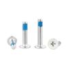 304 Stainless Steel Phillips Pan Head Blue Adhesive Screw, M2-M8, Flat Thin Half-Round Head