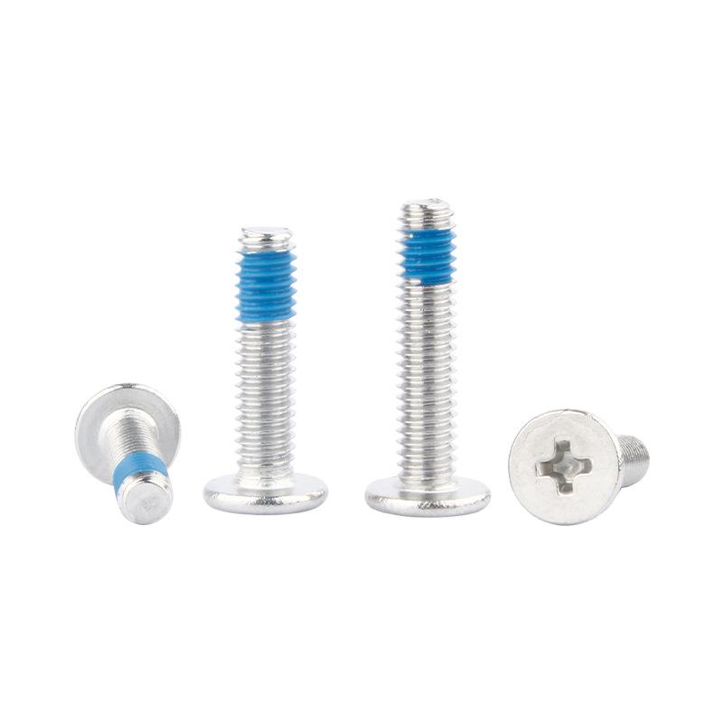 304 Stainless Steel Phillips Pan Head Blue Adhesive Screw, M2-M8, Flat Thin Half-Round Head