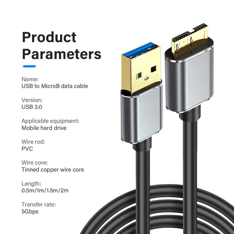 External Hard Drive Cable USB A 3.0 To Micro B Cable HDD SSD Data Charge Wire For Toshiba Seagate HP Sandisk Hard Disk PC Laptop