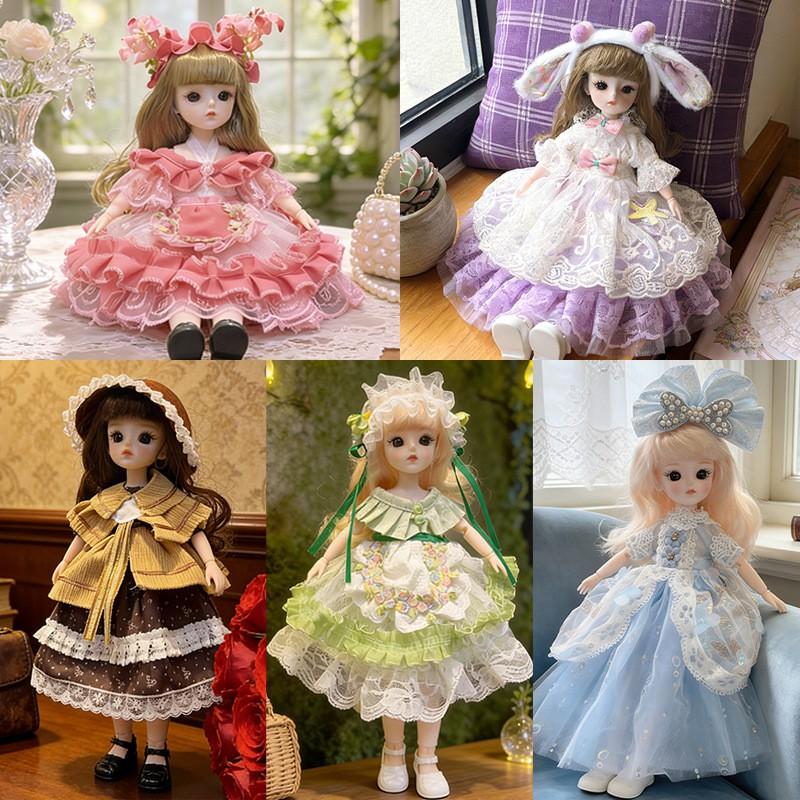 30cm Lolita Doll Outfit Set 6-Point BJD Dolls Clothes Only Non-Plush Toy Girls Ages 4-6